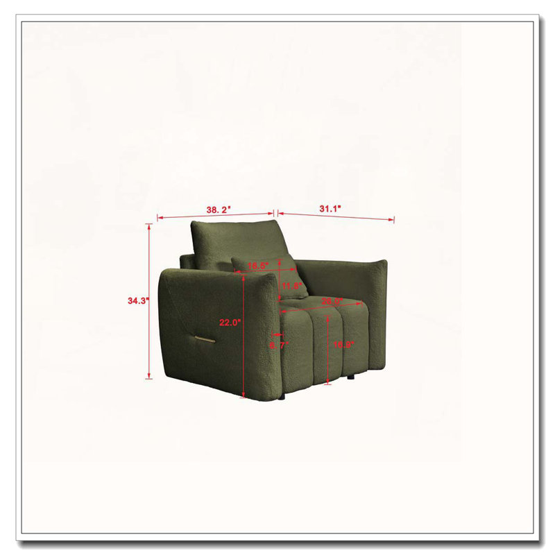 Teddy Upholstered Lounge Chair, Army Green