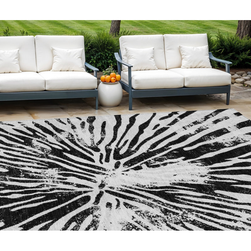 Tapis intérieur noir lavable abstrait 8 pi x 10 pi