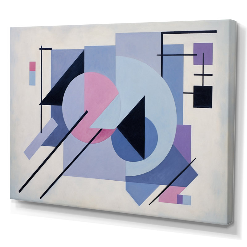 " Purple Suprematism Dynamic Rhythm I ", Wrapped Canvas, 34" H x 44" W x 1.5" D