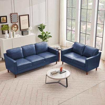 Azriah Faux Leather Living Room