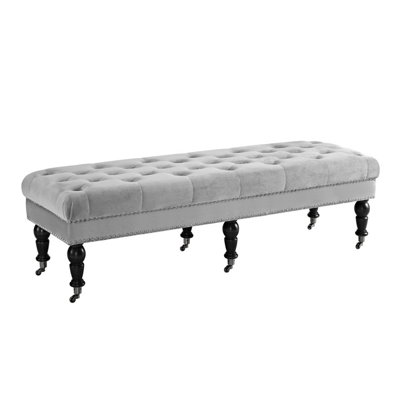 Athylene Linen Upholstered Bench, 17.75” H x 62” W x 19.63” D, Beige