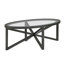 Table basse moderne en verre simple, table basse en verre trempé, base en bois massif, plateau en verre transparent, salon moderne, terrasse, table basse-129682164-129682166