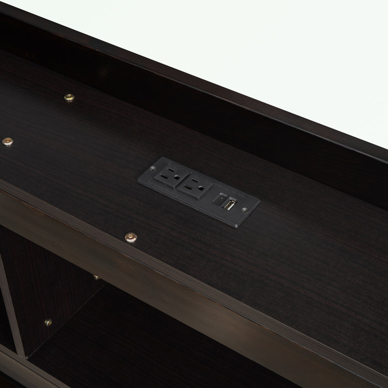 Bookcases Bed with Power Outlets, USB Charging Ports and Two Drawers, Full, Espresso