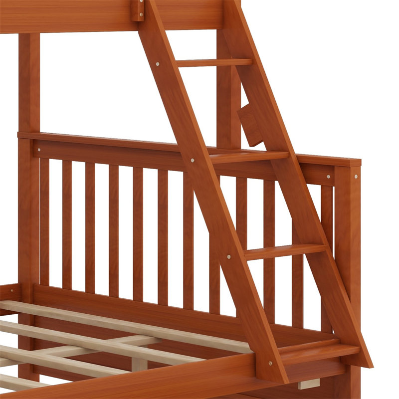 Bunk Bed with Ladder and Drawers, Walnut