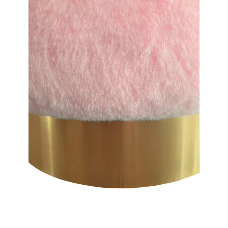 Alanni 14'' Wide Velvet Round Standard Ottoman, Pink Velvet