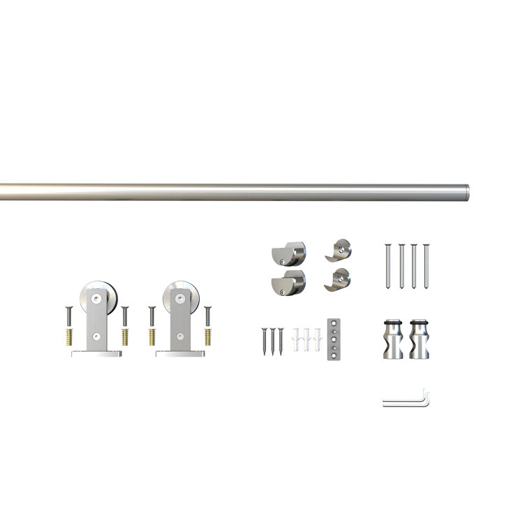 7875 in Sliding Rolling Barn Door Hardware Kit for Single Wood Doors with Fittings