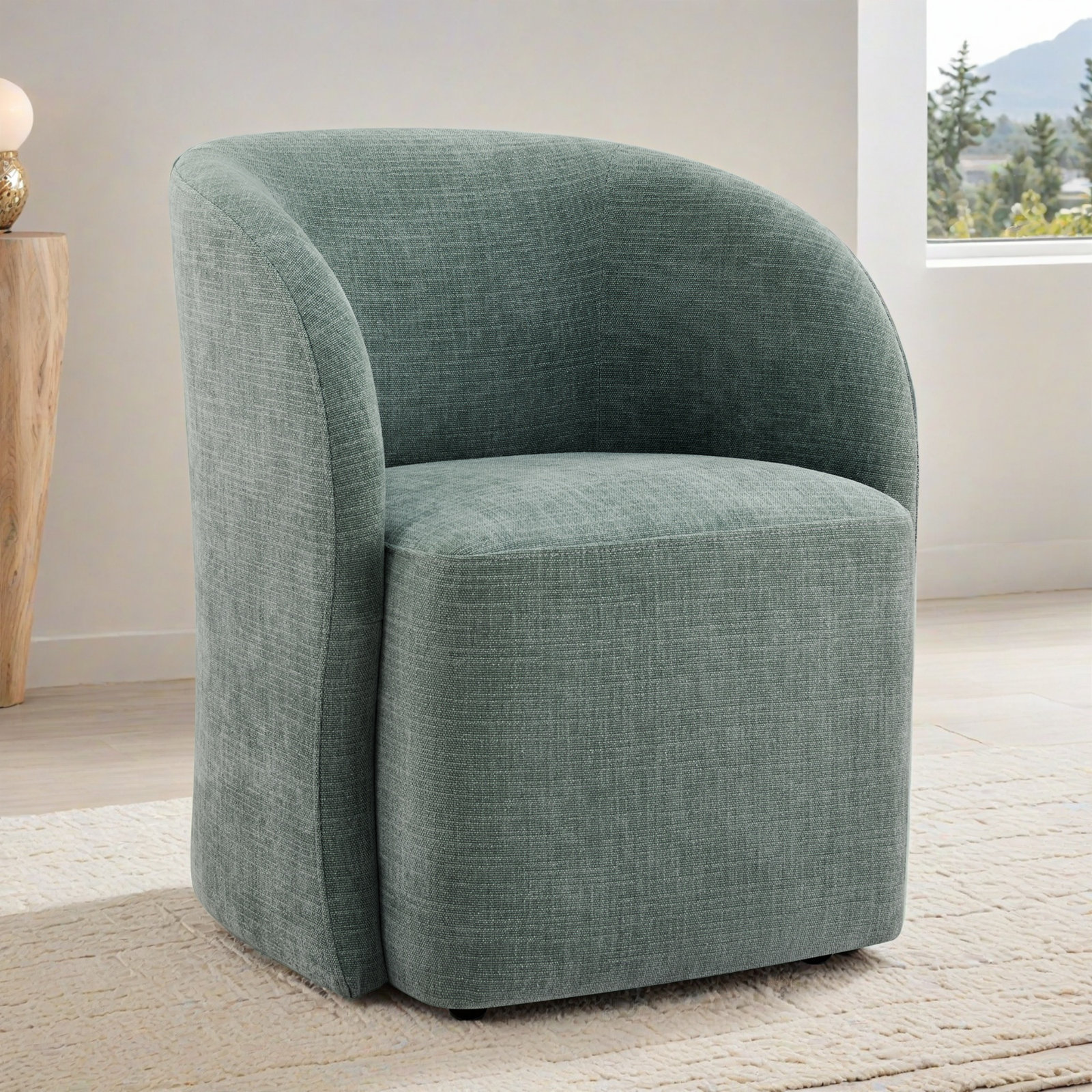 Frankie Caster Dining Chair, Tweed Selene Seafoam 