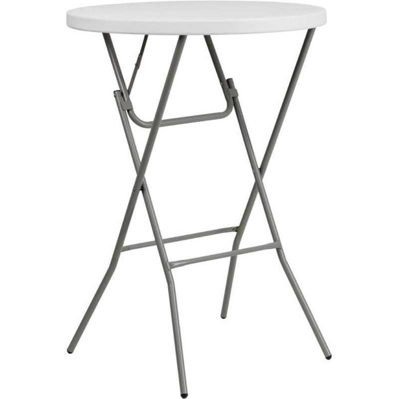 Gray Metal Bar Height Folding Table with White Plastic Top