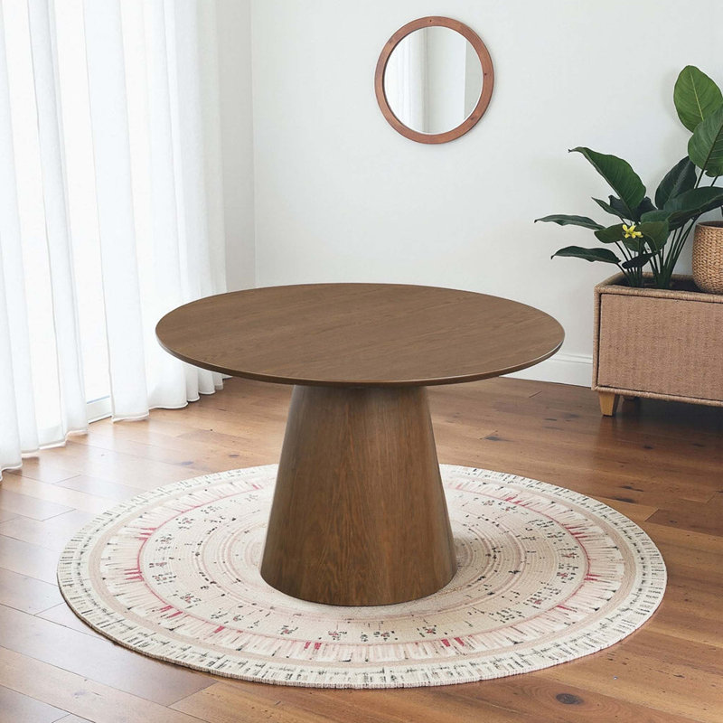 Palamedes Solid Wood Round Table in Walnut
