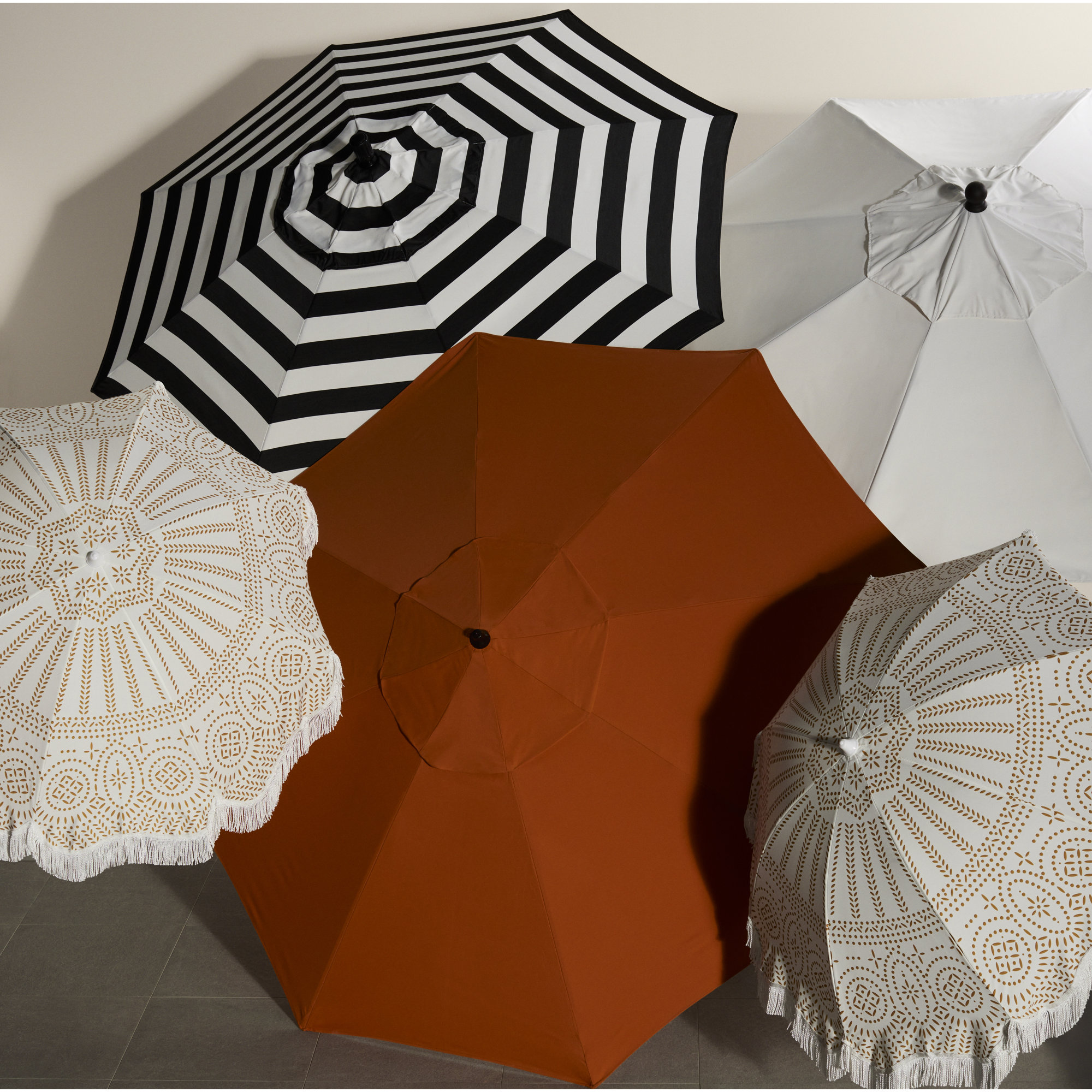 Roverta 9' Market Sunbrella® Umbrella, Canvas Terracotta Sunbrella® Canvas, Silver