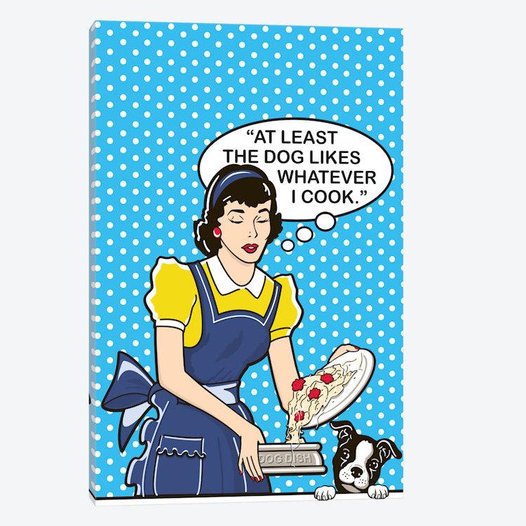 « dog aime cook », impression sur toile, H 18 po x l 12 po x P 1,5 po, Toile tendue, Pas de tapis