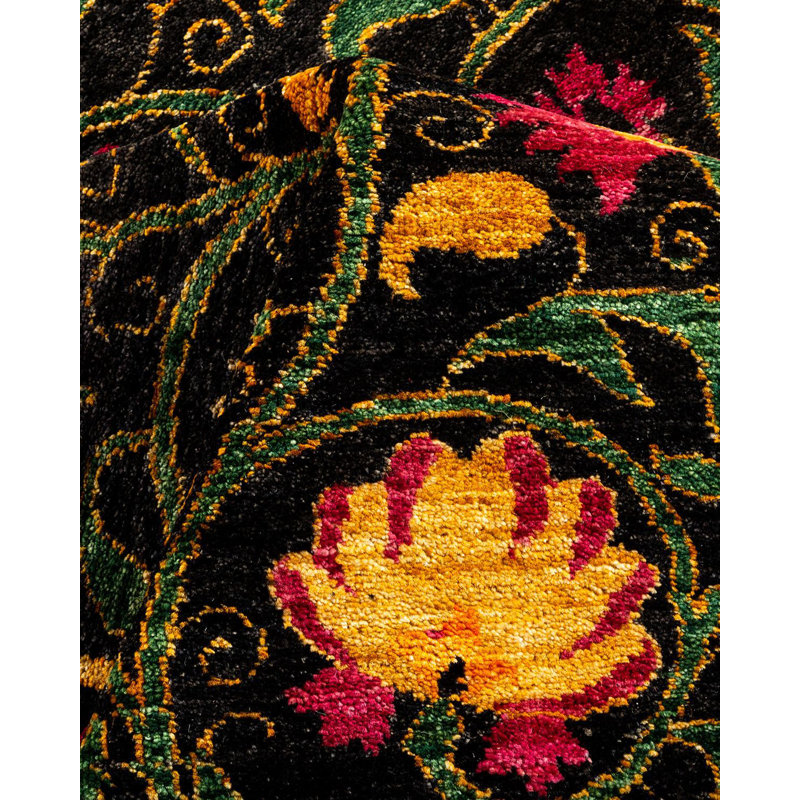 Tapis unique noué à la main Wrightsville - noir