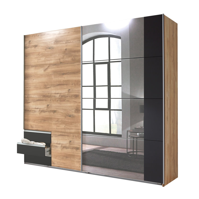 Isam 2 Door Manufactured Wood Wardrobe, Oak/Graphite