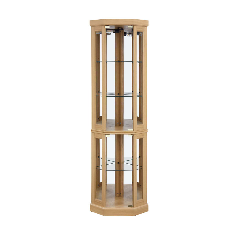 Vitrine de coin lumineuse - Vitrine pour le salon, les objets de collection, le rangement pour le vin et le bar - Conception élégante d'angle avec lumières incluses