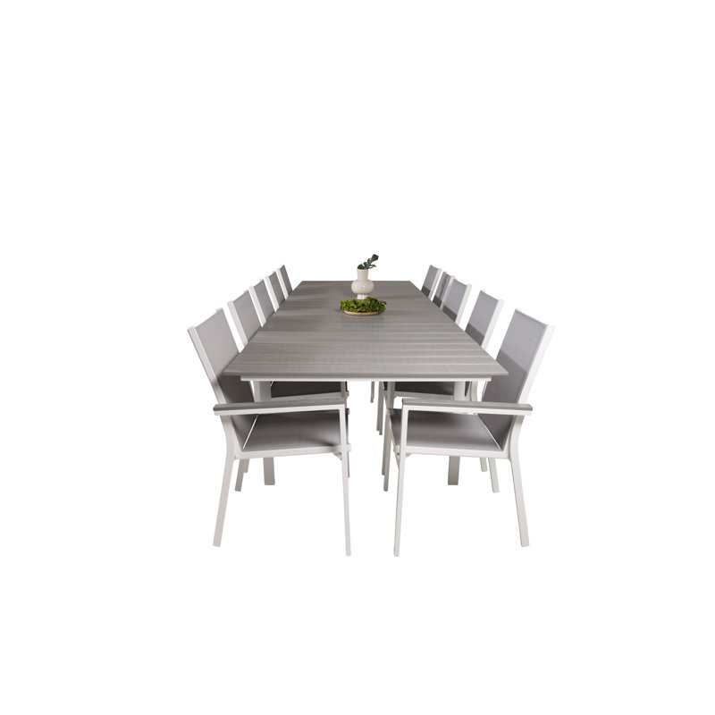 Faiyaz Rectangular 10 - Person 100Cm L Dining Set, White/Taupe
