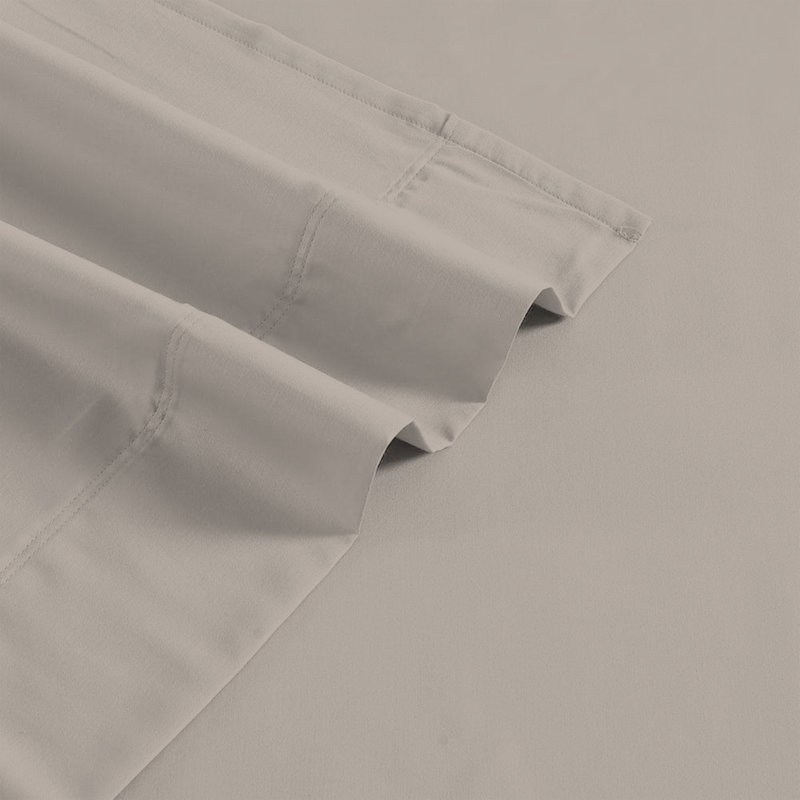 Drap en satin de coton Tencel doux et soyeux 500TC, Double, Taupe