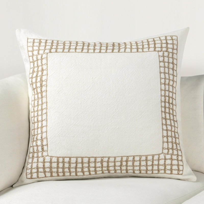 Marina Geometric Euro Pillow Cover & Insert, Ivory/Brown