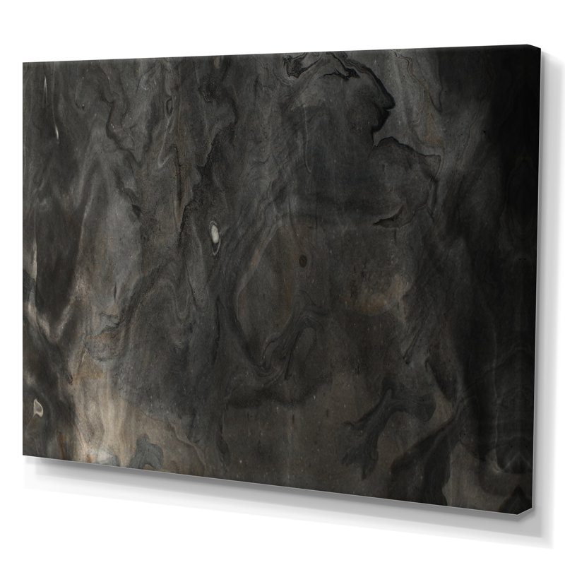 Impression sur toile «Flavour Art Waves In Shades Of Black II», H 12 po x l 20 po x P 1 po, Toile tendue