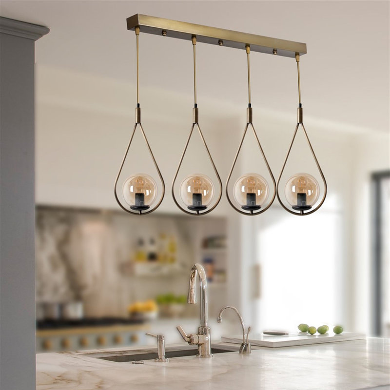 Baret 4 - Light Kitchen Island Pendant, Gold, Copper