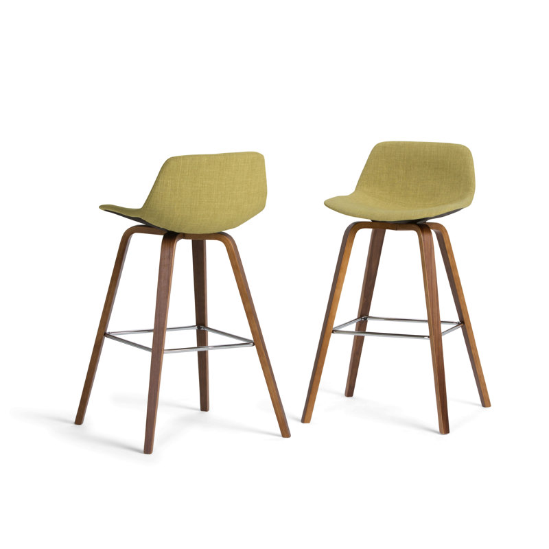 Tabouret à hauteur de comptoir / de bar Bentwood (ensemble de 2), Siège vert clair / structure brune