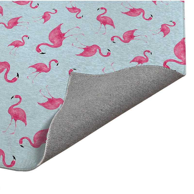 Tapis de cuisine antidérapant Summer Flamingo, Rectangle 4pi x 6 pi, Bleu nuage