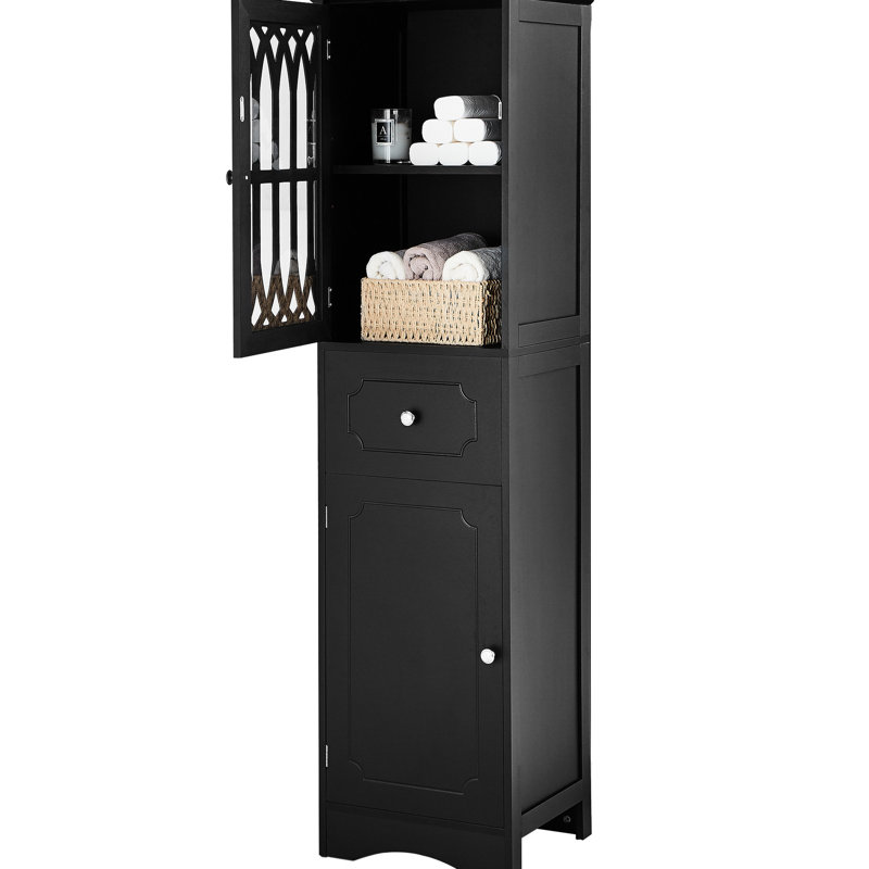 Armoire de salle de bain noire avec surface imperméable moderne, noir, espace