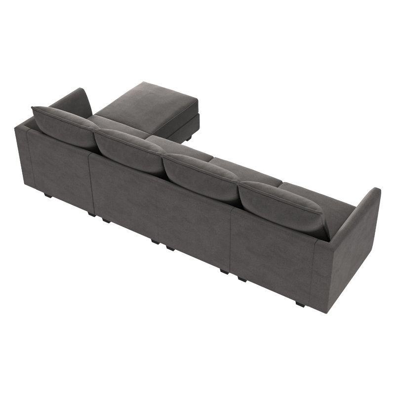 Sabira L Shaped Modular Sectional Couch, Gray Velvet