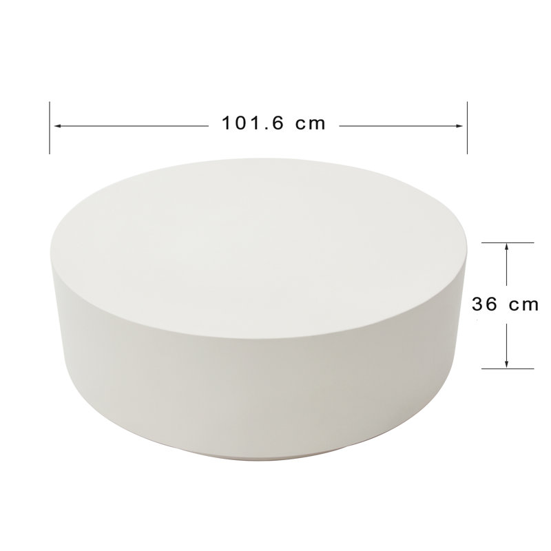 ROME Round Concrete Coffee Table 101.6 x 101.6 x 36 cm, White