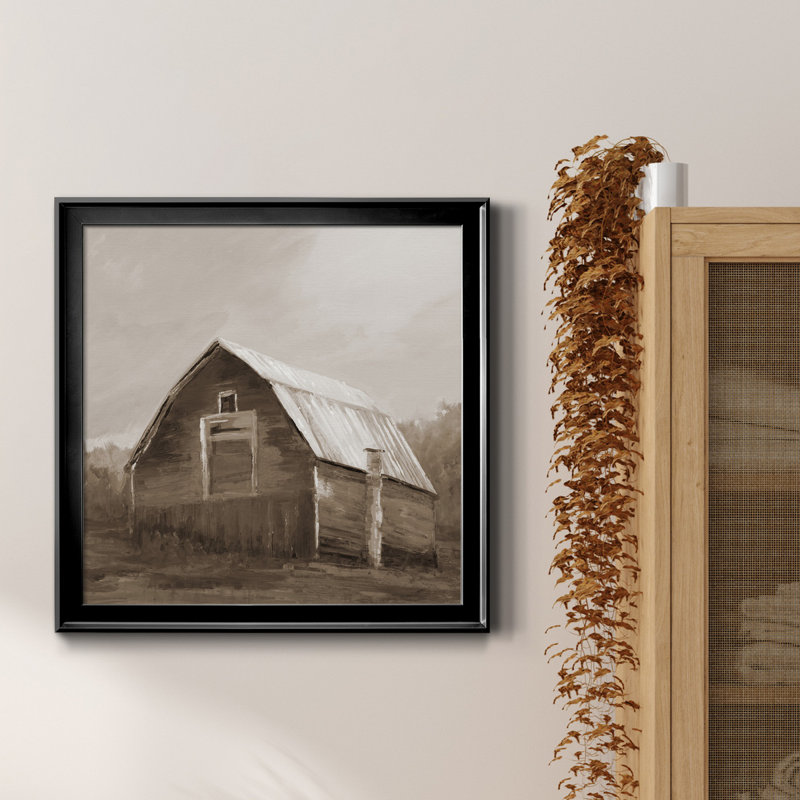 Red Barn VI - Reproduction d'art sur toile encadrée, H 17,5 po x l 17,5 po x P 1,5 po, Encadré de bois de noyer