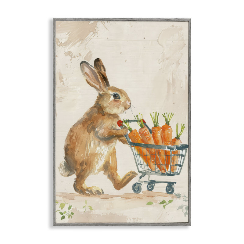 Carrot Connoisseur Rabbit Art par Petals Prints Design, Estampe numérique Farmhouse, H 30 po x l 20 po