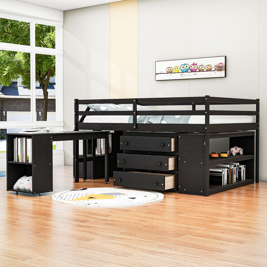 Jandi 3 Drawer Platform Loft Bed with Built-in-Desk by Harriet Bee Harriet Bee 