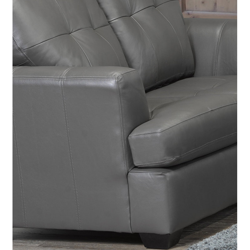 Causeuse en cuir Cowhill, Gris clair