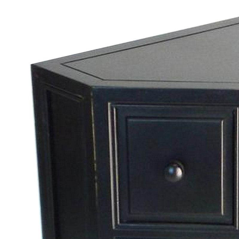 30 Inch Wooden 2 Door Corner Cabinet with 2 Drawers, Black