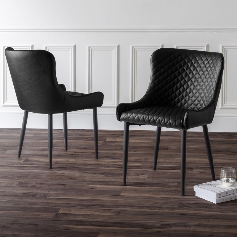 Adel Leather Dining Chairs, Black
