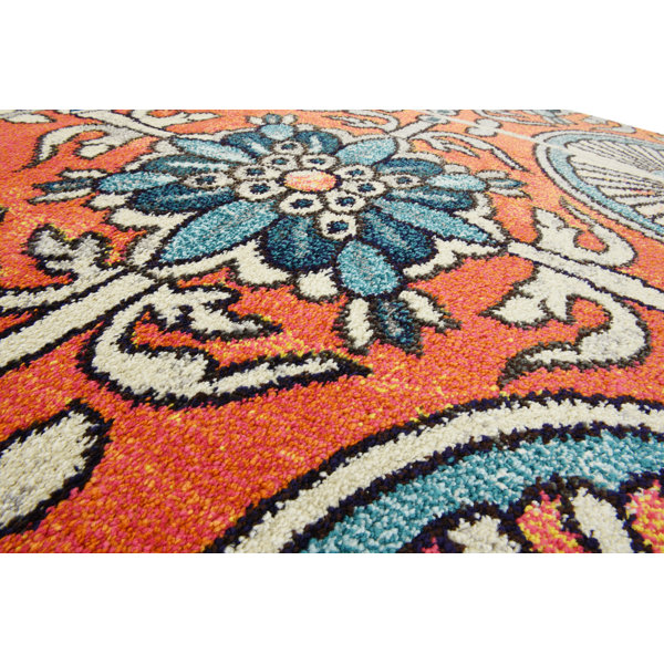 Langley Street Eddins Performance Orange/Blue/Brown Rug & Reviews | Wayfair