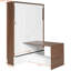Lit mural pleine grandeur peu encombrant avec espace de travail caché, finition noyer et blanche, convenant à la vie à haute densité, bureau pliable intégré avec cadre en bois massif, agencement de couleurs, chambres d'amis idéales-333130996