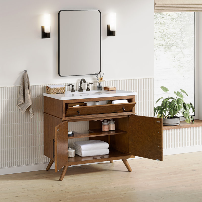 Meuble-lavabo simple 37 po Mid-Century