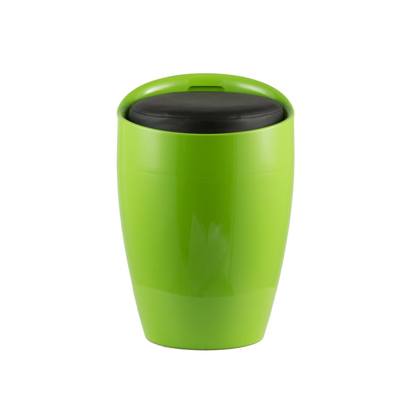 Plastic Accent Stool, Green/Black
