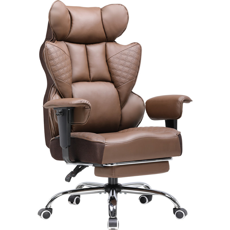 Office Chair High Back PU Leather Executive Desk Chair With Footrest, Ergonomic Heavy Duty Big And Tall Swivel Reclining Computer Chairs For
