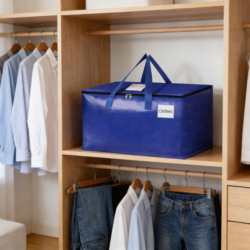 Heavy-Duty Moving And Storage Bags With Zipper, Reinforced Handles, And Tag Pocket - Collapsible Totes For Moving, Home Storage, And Travel
