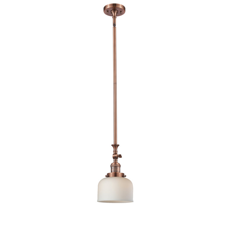 Luminaire suspendu en forme de dôme à 1 lumière Rosso, Boîtier blanc mat, Cuivre antique, Ampoule DEL 6 watts Vinage