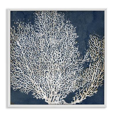 'Sea Coral Ocean Life Silhouette Blue Graphic Art Print