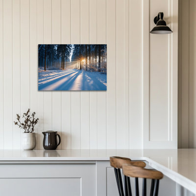 «Winter Forest Wall Art - Winter Wonderland, art mural sur toile, scène hivernale, décoration murale pour salon, impression de paysage d'hiver, reproduction sur toile tendue encadrée, 24 po x 36 po