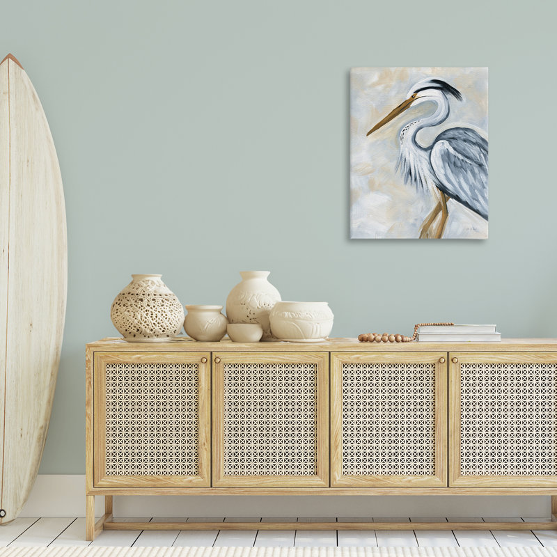 Art mural sur toile «Mute Blue Heron» par Yvette St. Amant, H 30 po x l 24 po