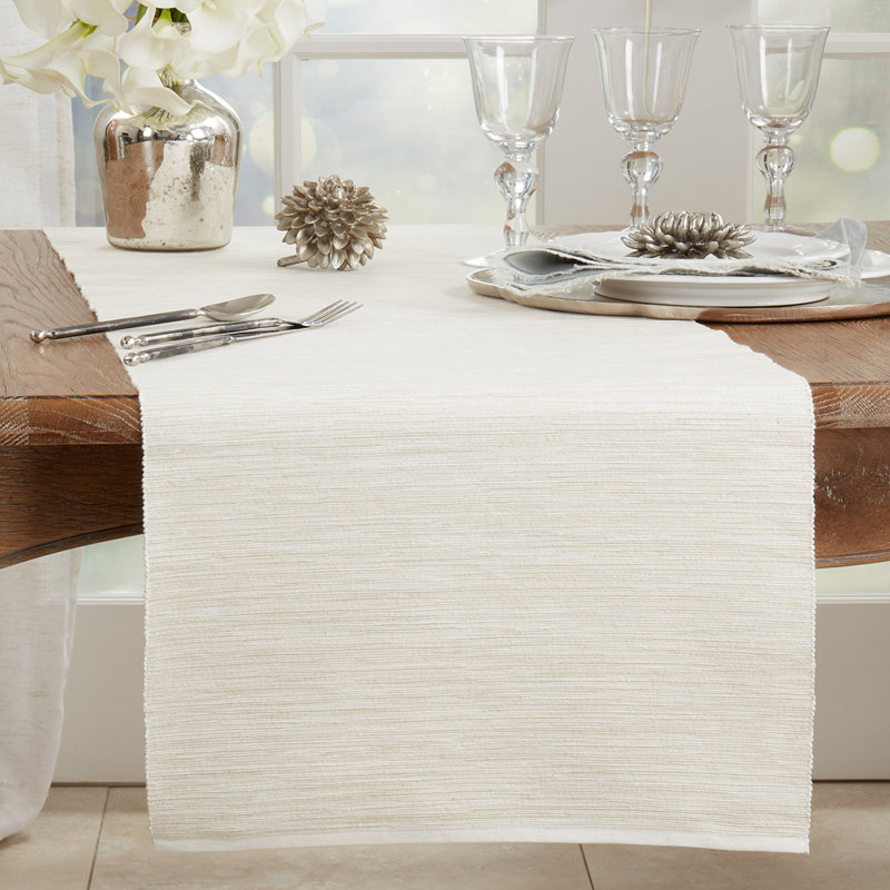 Runner_Long Table Runner With Classic Design, Natural