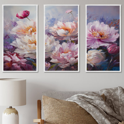 Pivoine rose liquide Art Flower Field V - ensemble de décoration murale champ de fleurs