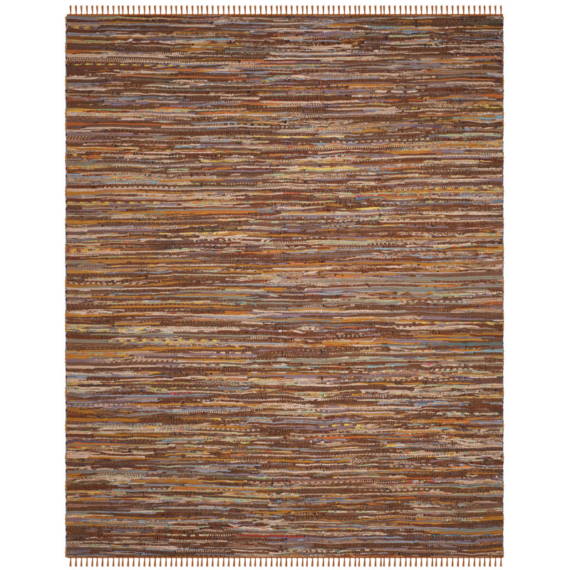 Tapis rayé en coton tissé à la main Desimone, Rectangle 2 pi x 3 pi