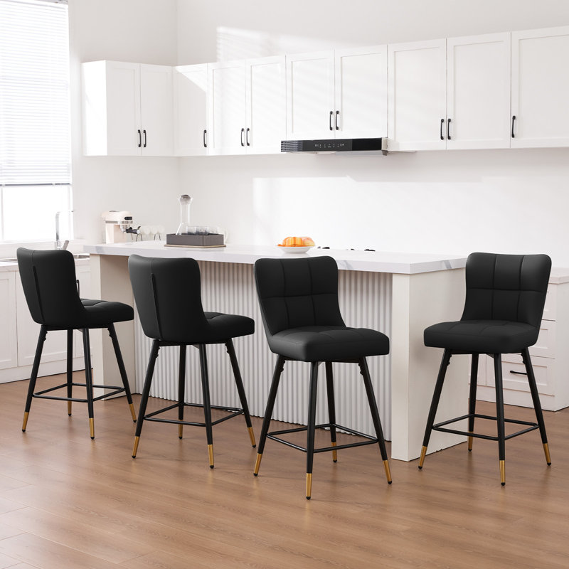 Swivel Upholstered Counter Stool, Black