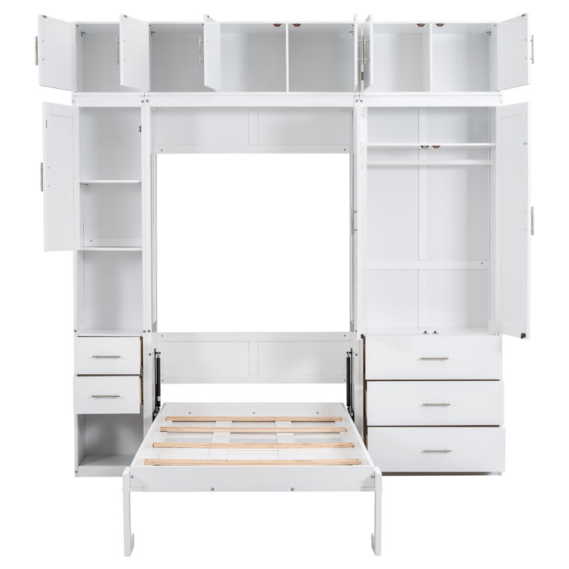 Lit escamotable avec casiers et armoires Murphy, Lit simple