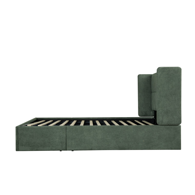 Gaillarde Hydraulic Lift Up Storage Upholstered Platform Bed, Hunter Green, Queen